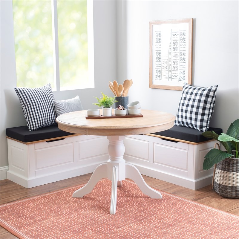 Home Square Set of a Backless Breakfast Nook and 5 Piece Cushion/Pillow