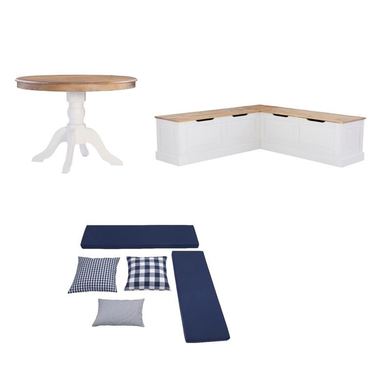 Home Square Set of a Kitchen Nook & Dining Table & 5 Piece Cushion/Pillow