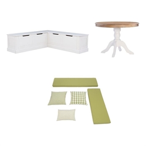 Home Square Set of a Kitchen Nook & Dining Table & 5 Piece Cushion/Pillow