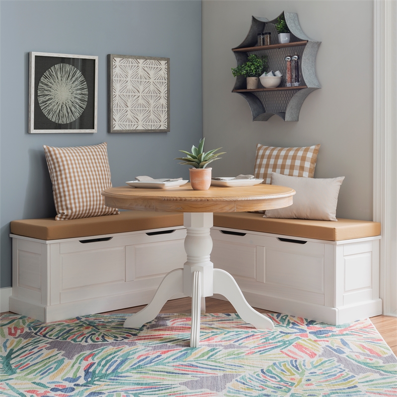 Home Square Set of a Kitchen Nook & Dining Table & 5 Piece Cushion/Pillow