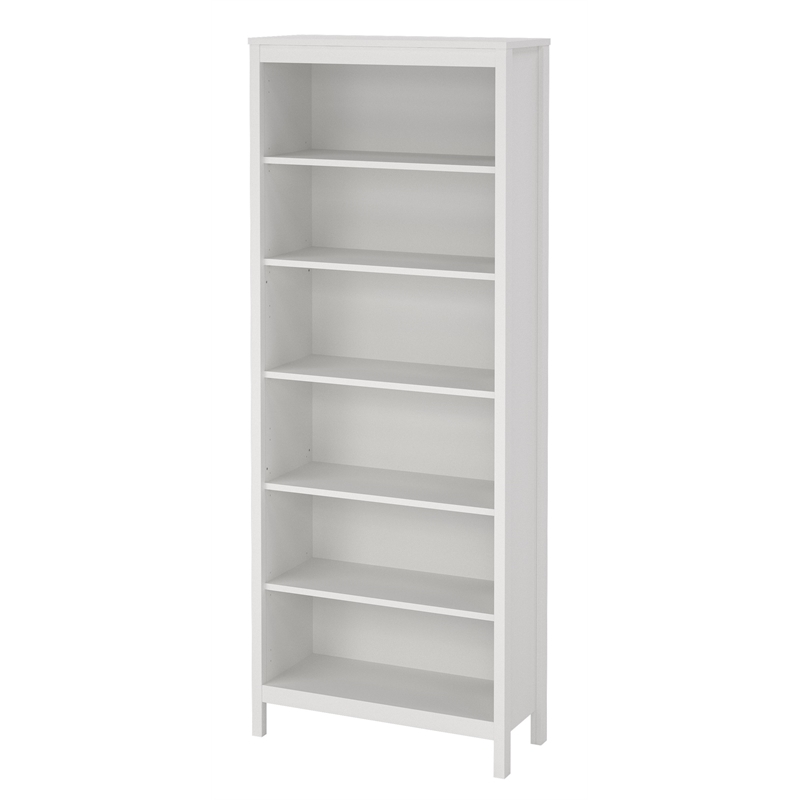 Home Square Set of 2 Adjustable 6 Shelf Bookcase in White Finish