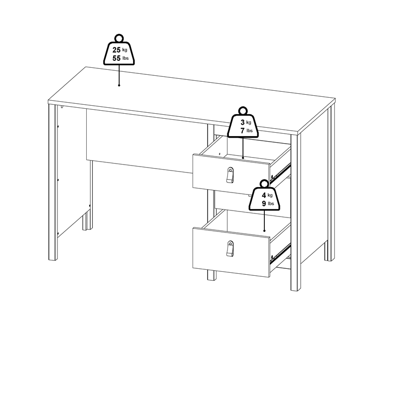 Home Square Set of 2 Adjustable 6 Shelf Bookcase & Writing Desk in White