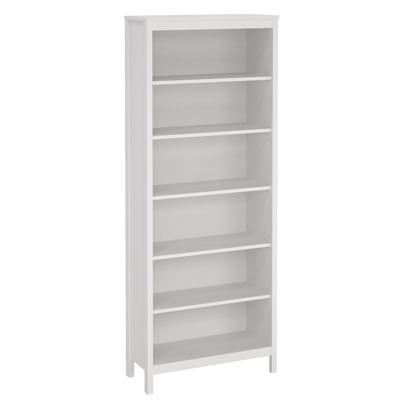 Home Square Set of 2 Adjustable 6 Shelf Bookcase & Writing Desk in White