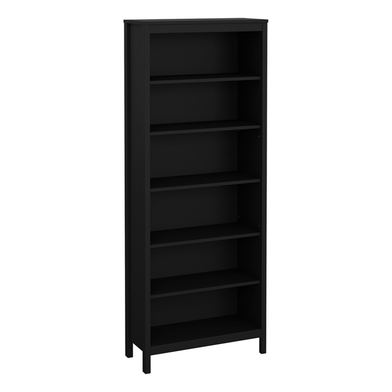 Home Square Set of 2 Adjustable 6 Shelf Open Storage Bookcase in Black Matte