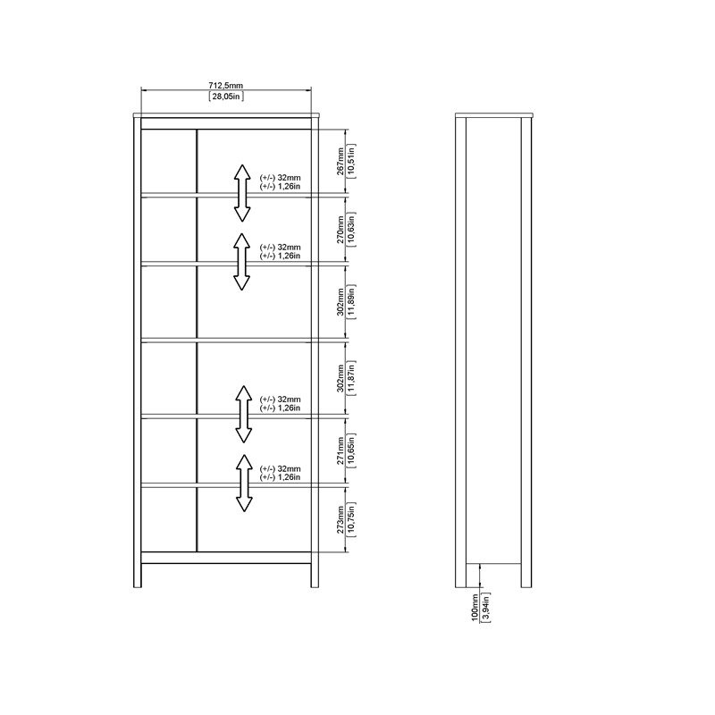 Home Square Set of 2 Adjustable 6 Shelf Open Storage Bookcase in Black Matte