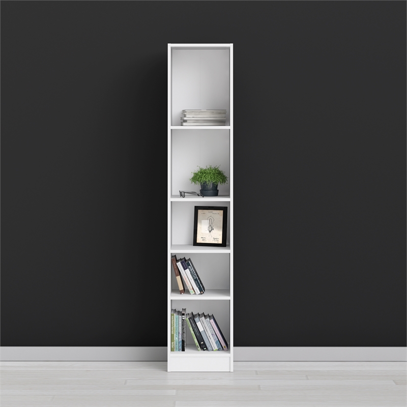 Home Square Set of 2 Home Computer Office Desk & 5-Shelf Bookcase in White