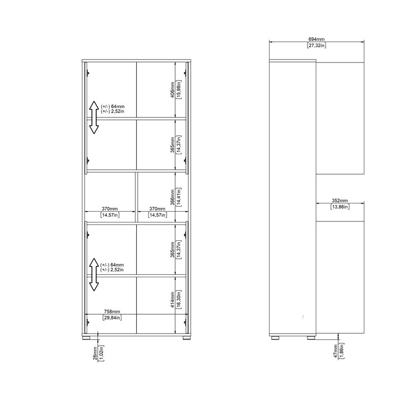 Home Square Set of 2 Home Computer Office Desk & 6-Shelf Bookcase