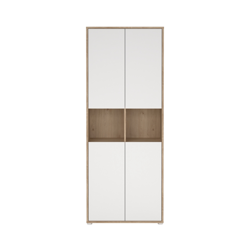 Home Square Set of 2 Desk with 5-Drawers & 6-Shelf Bookcase with Doors