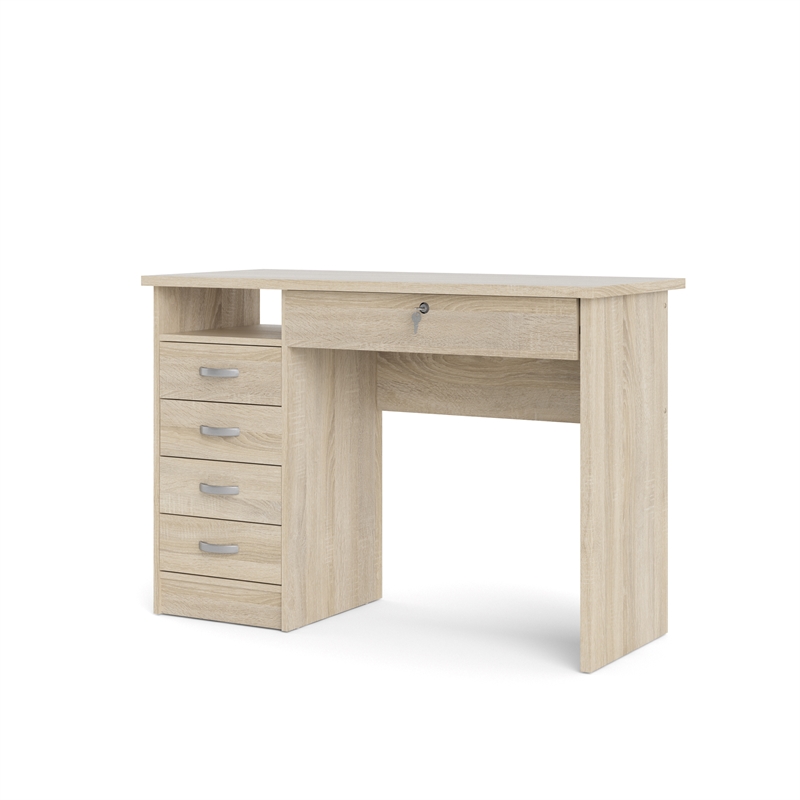 Home Square Set of 2 Desk with 5-Drawers & 6-Shelf Adjustable Bookcase