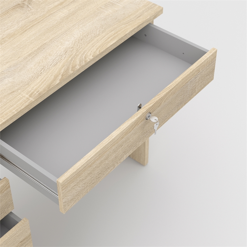 Home Square Set of 2 Desk with 5-Drawers & 6-Shelf Adjustable Bookcase