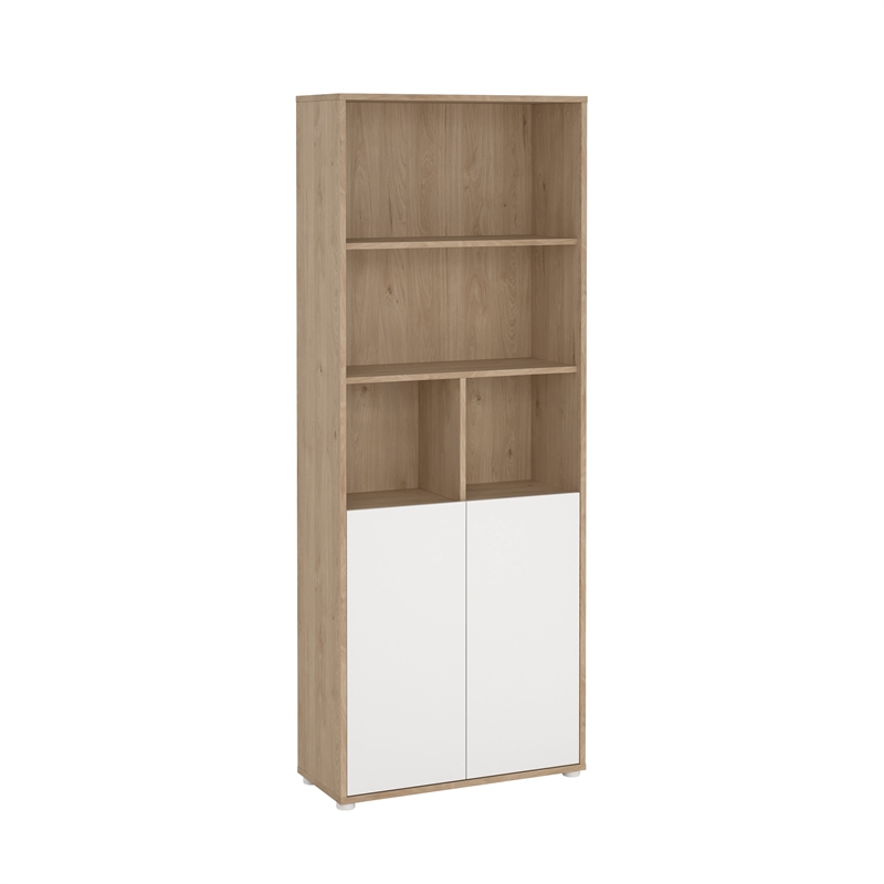 Home Square Set of 2 Desk with 5-Drawers & 6-Shelf Adjustable Bookcase