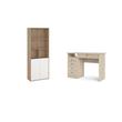 Home Square Set of 2 Desk with 5-Drawers & 6-Shelf Adjustable Bookcase