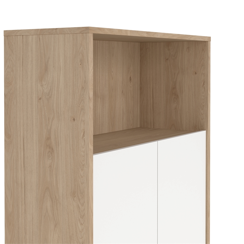Home Square Set of 2 Desk with 5-Drawers 3-Shelf Adjustable Home Office Bookcase