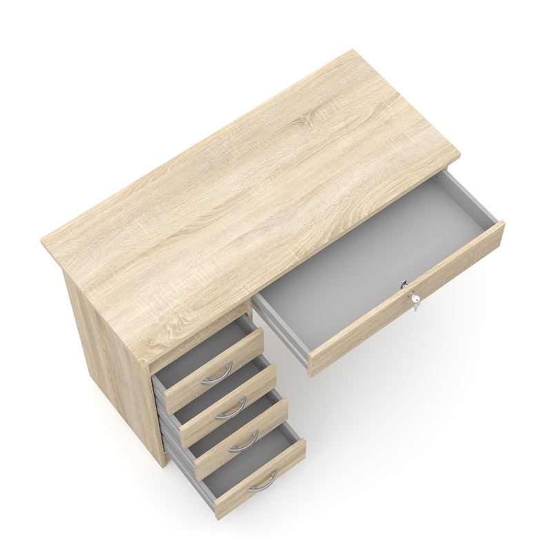 Home Square Set of 2 Desk with 5-Drawers 3-Shelf Adjustable Home Office Bookcase