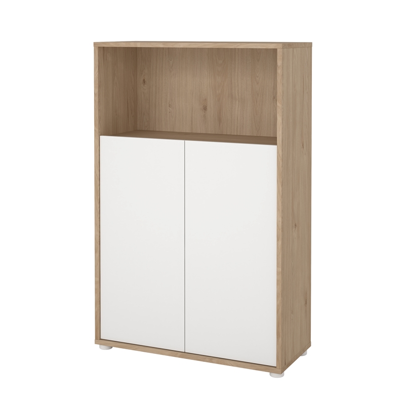 Home Square Set of 2 Desk with 5-Drawers 3-Shelf Adjustable Home Office Bookcase