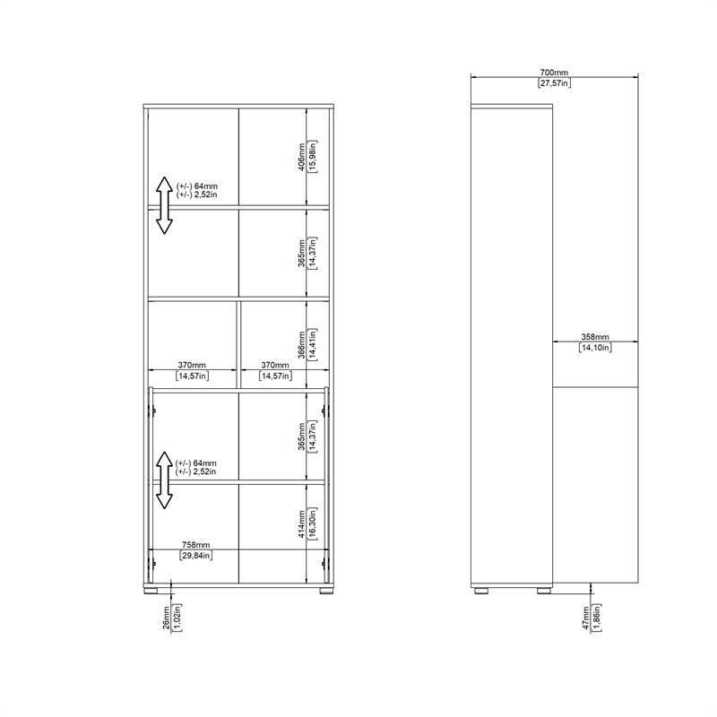 Home Square Set of 2 Home Computer Office Desk &  6-Shelf Adjustable Bookcase