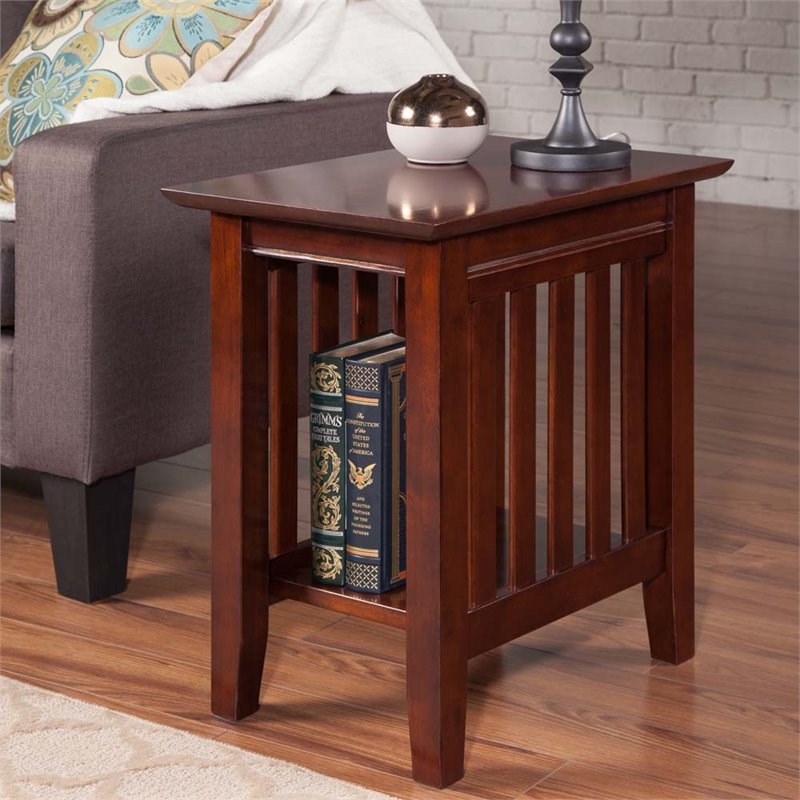Home Square Set of 3 Wood Coffee Table & Chair Side Table in Walnut