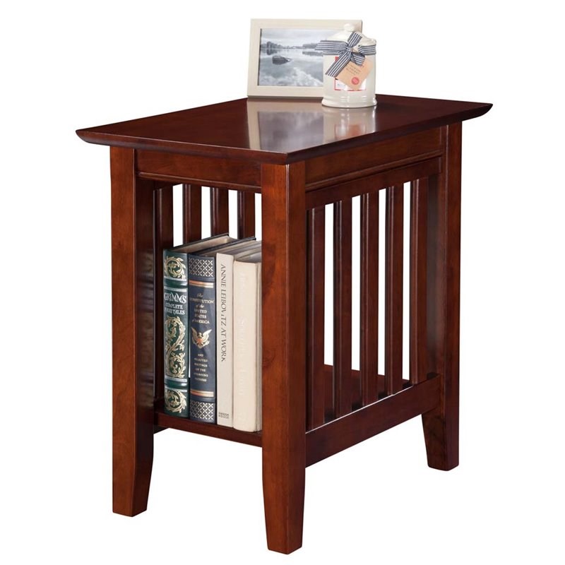 Home Square Set of 3 Wood Coffee Table & Chair Side Table in Walnut