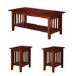 Home Square Set of 3 Wood Coffee Table & Chair Side Table in Walnut