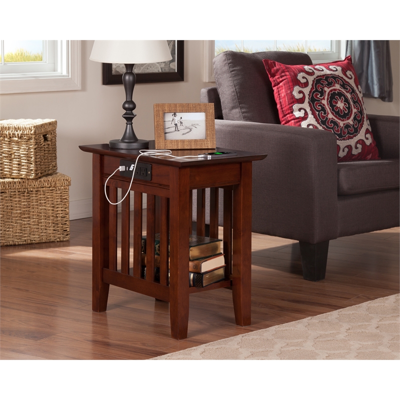 Home Square Set of 2 Walnut Full Size Murphy Bed Desk with Mattress & Side Table
