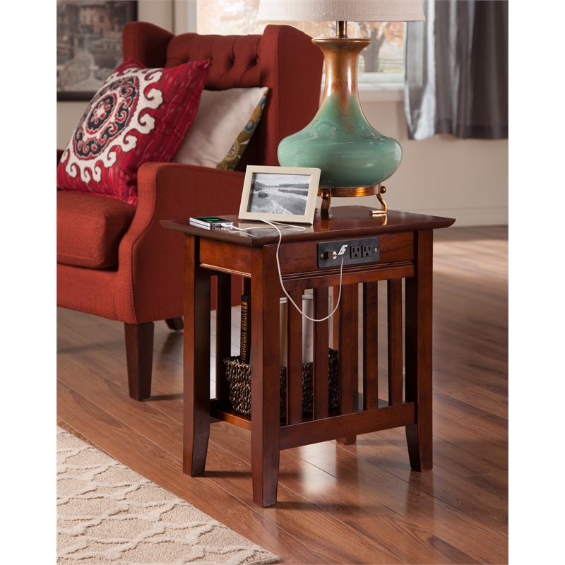 Home Square Set of 2 Walnut Full Size Murphy Bed Desk with Mattress & Side Table