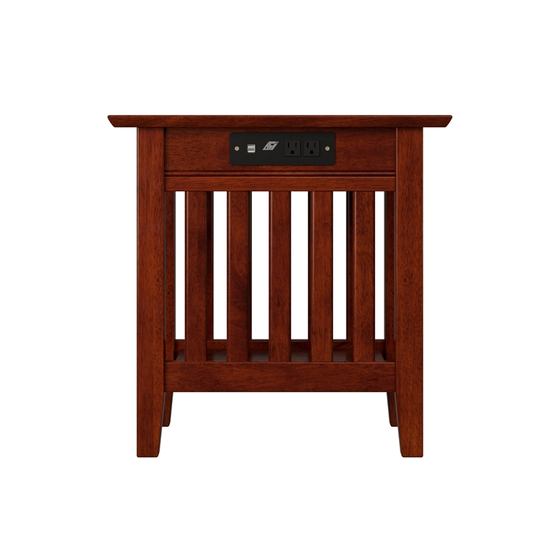 Home Square Set of 2 Queen Murphy Bed Chest with Mattress & Side Table in Walnut