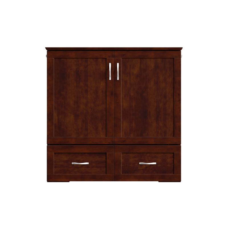 Home Square Set of 2 Twin Extra Long Murphy Bed Chest & Side Table in Walnut