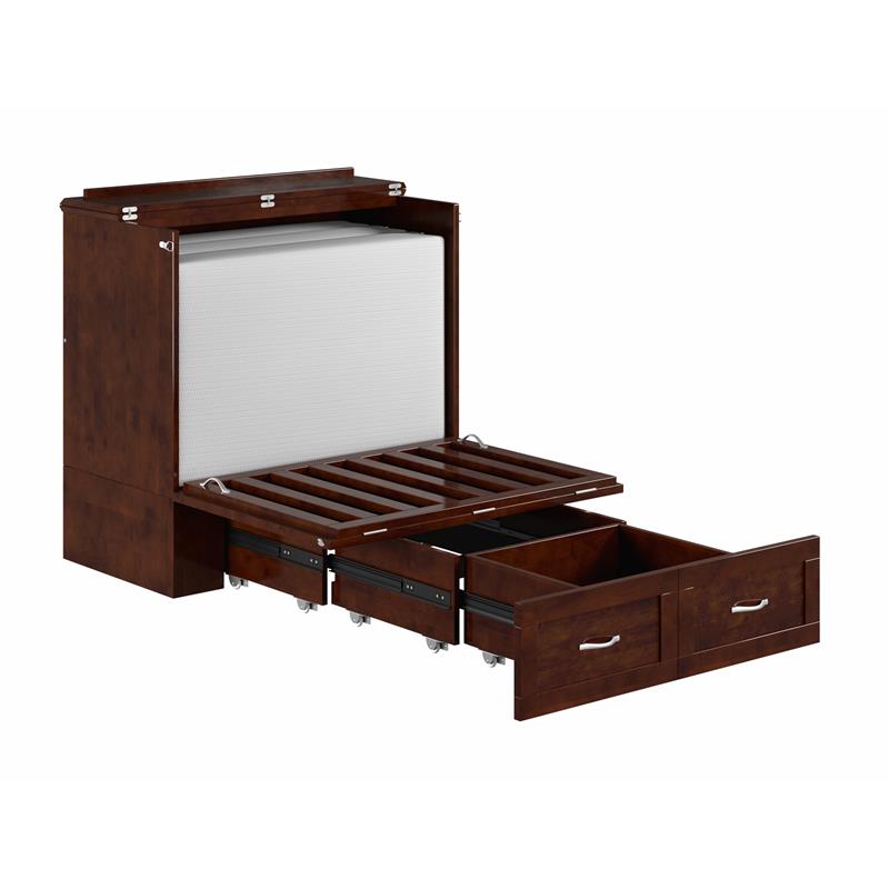Home Square Set of 2 Twin Extra Long Murphy Bed Chest & Side Table in Walnut