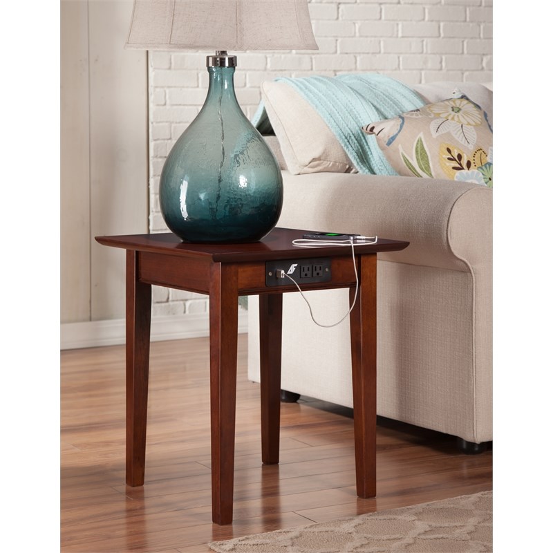 Home Square Set of 2 Queen Murphy Bed Chest with Mattress & Side Table in Walnut
