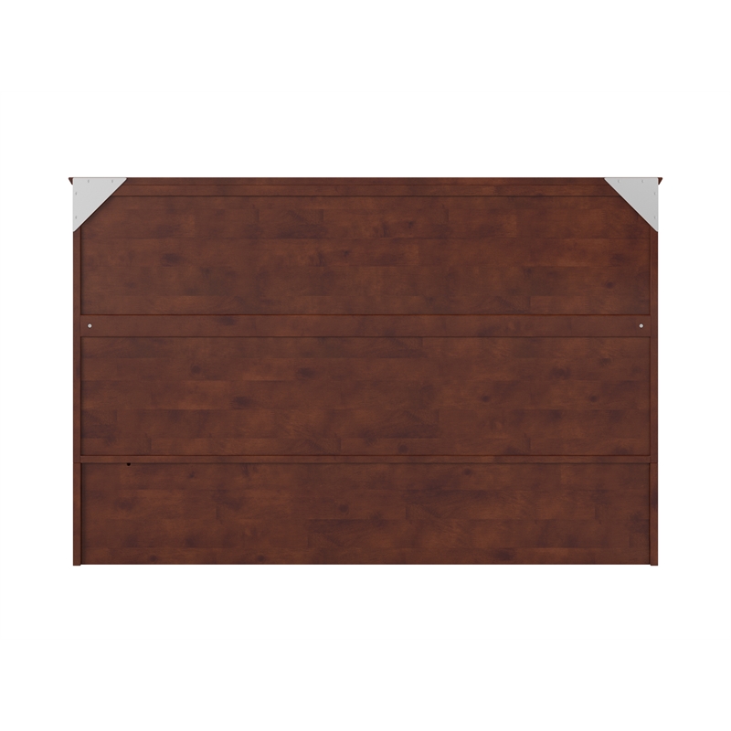 Home Square Set of 2 Queen Murphy Bed Chest with Mattress & Side Table in Walnut