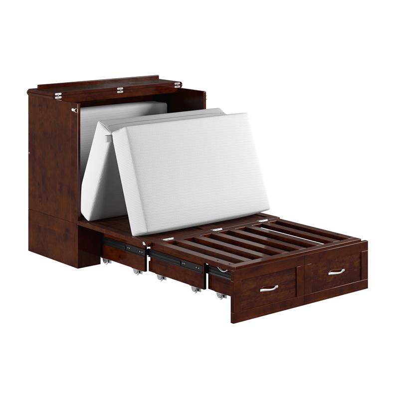 Home Square Set of 2 Twin Extra Long Murphy Bed Chest & Side Table in Walnut