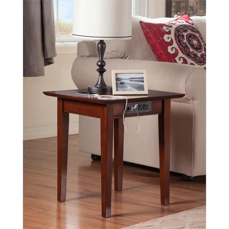 Home Square Set of 2 Twin Extra Long Murphy Bed Chest & Side Table in Walnut