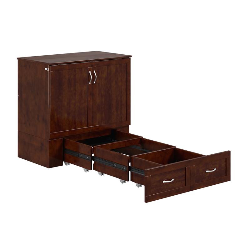 Home Square Set of 2 Twin Extra Long Murphy Bed Chest & Side Table in Walnut