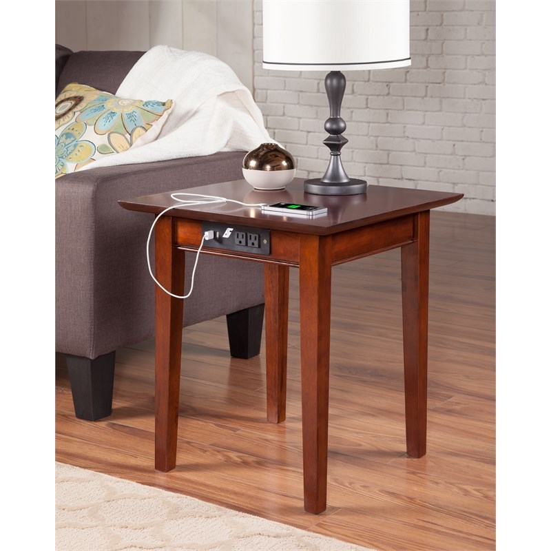 Home Square Set of 2 Walnut Twin XL Murphy Bed Chest with Mattress & Side Table