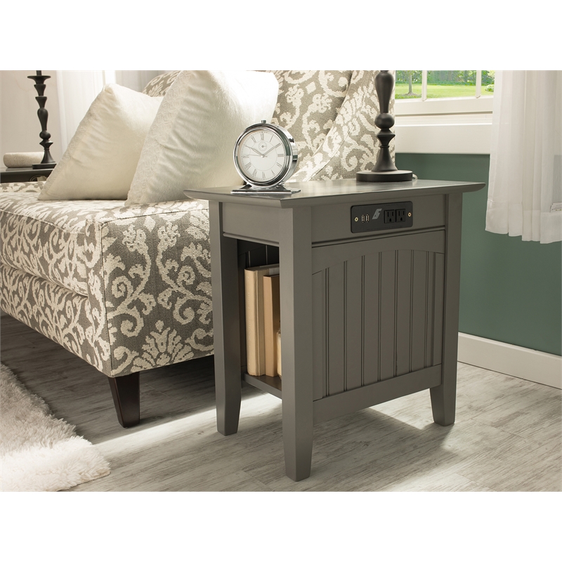 Home Square Set of 2 Gray Full Size Murphy Bed Chest with Mattress & Side Table