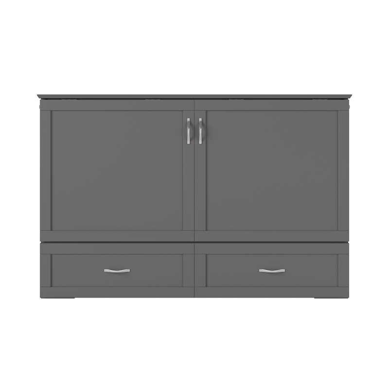 Home Square Set of 2 Queen Murphy Bed Chest & Side Table in Gray