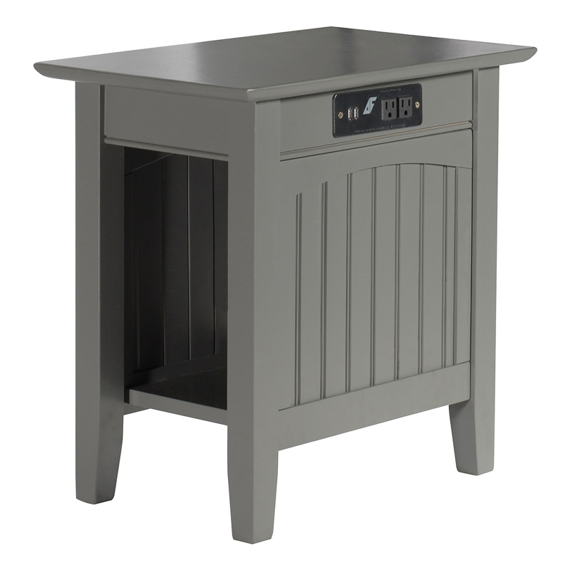Home Square Set of 2 Murphy Full Bed Chest with Mattress & Side Table in Gray
