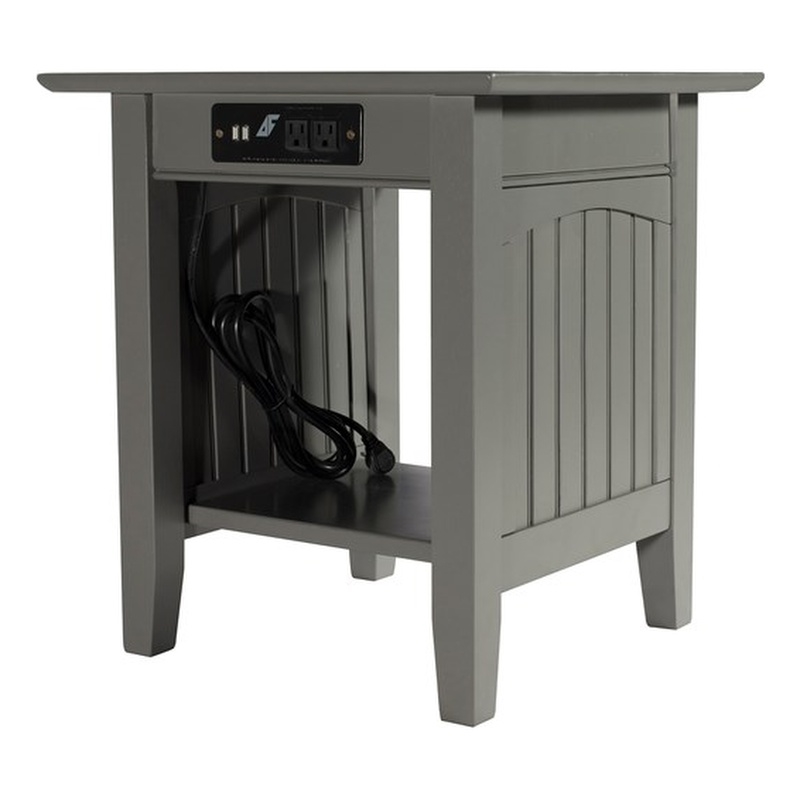 Home Square Set of 2 Queen Murphy Bed Chest & End Table in Gray