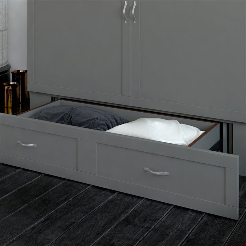 Home Square Set of 2 Queen Murphy Bed Chest & End Table in Gray