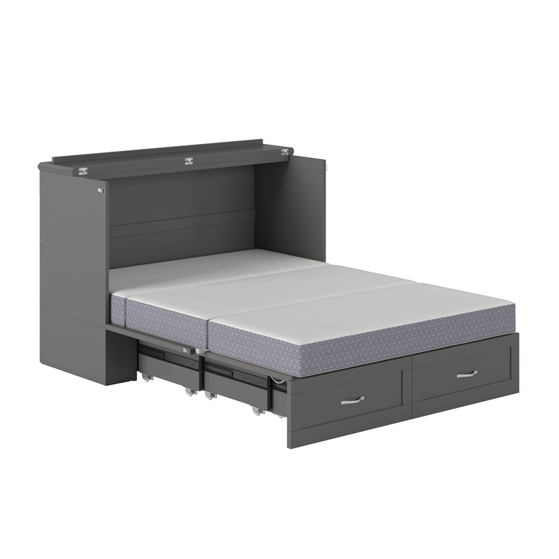 Home Square Set of 2 Murphy Full Bed Chest with Mattress & End Table in Gray