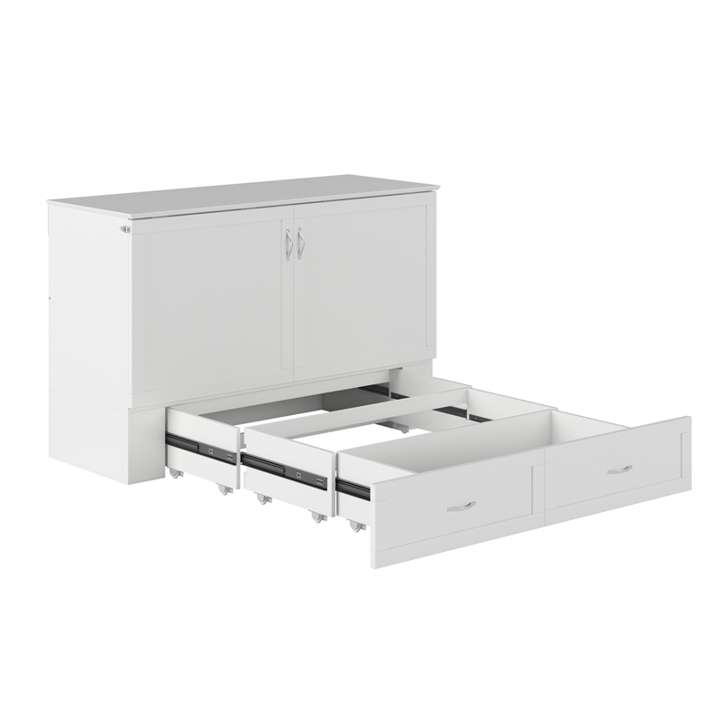 Home Square Set of 2 Queen Murphy Bed Chest  & Side Table in White