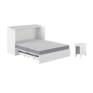 Home Square Set of 2 Queen Murphy Bed Chest  & Side Table in White