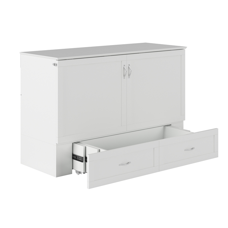 Home Square Set of 2 Queen Murphy Bed Chest & Side Table in White