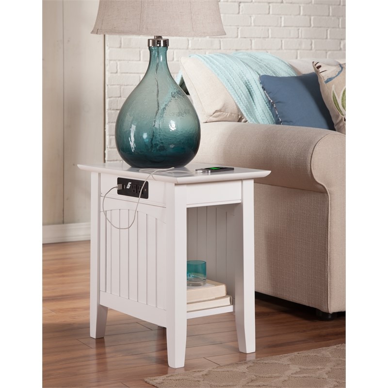 Home Square Set of 2 Queen Murphy Bed Chest & Side Table in White