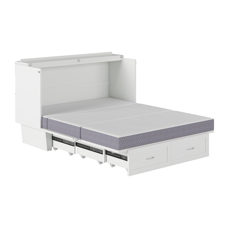 Home Square Set of 2 Queen Murphy Bed Chest & Side Table in White