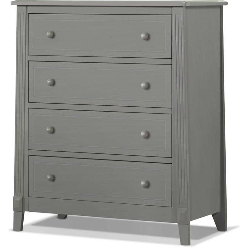 Home Square Set of 3 Gray Crib and Changer & 4-Drawer Chest & Double Dresser