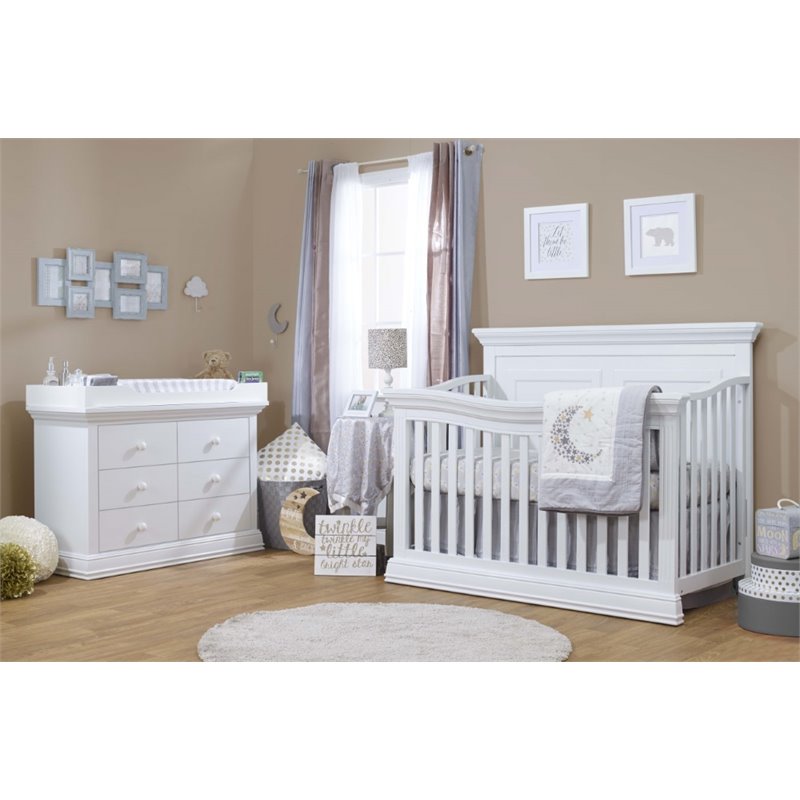 Home Square Set of 2 4-in-1 Crib and Double Dresser in White