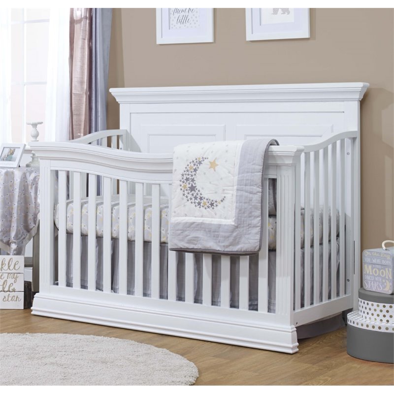 Home Square Set of 2 4-in-1 Crib and Double Dresser in White