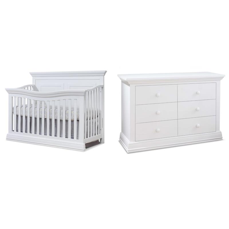 Home Square Set of 2 4-in-1 Crib and Double Dresser in White