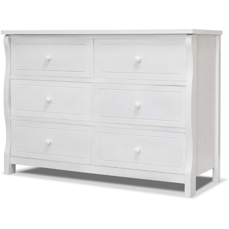 Home Square Set of 3 White Crib and Changer & 4-Drawer Dresser & Double Dresser